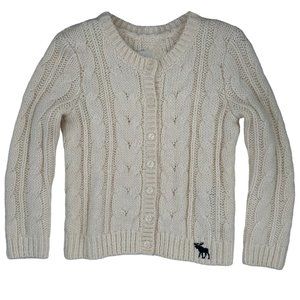Abercrombie Kids Ivory Cable Knit Long Sleeve Cardigan Sweater Size M